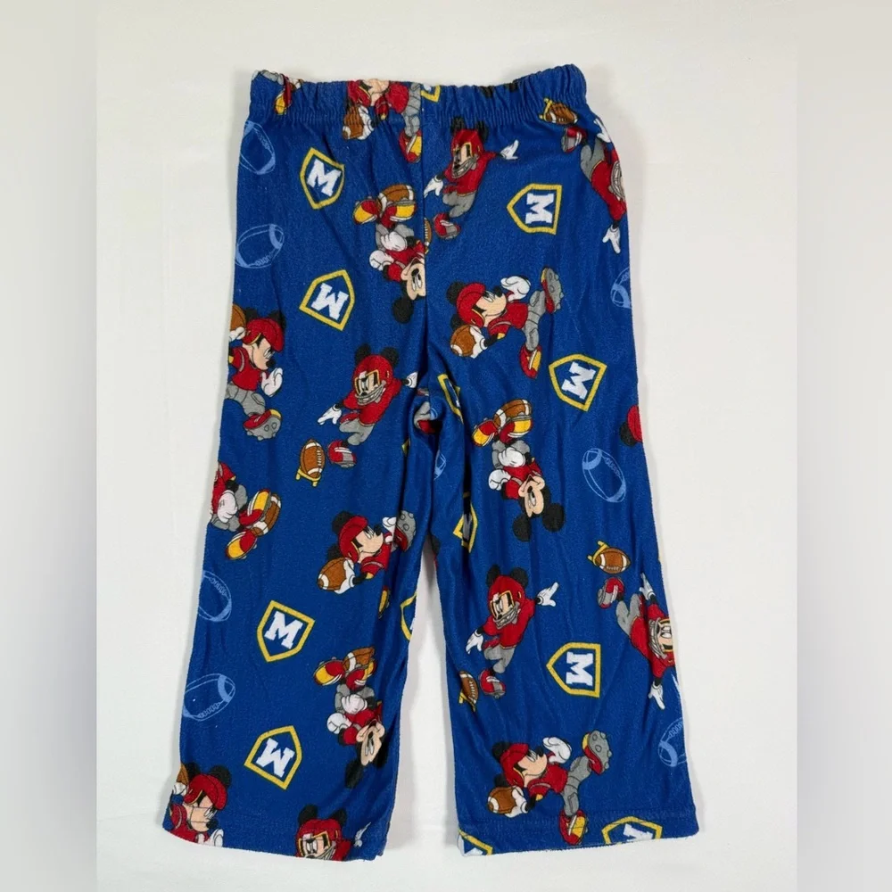 DISNEY‎ Boys Mickey Mouse Football Fleece Pajama Set 3T Character Loungewear